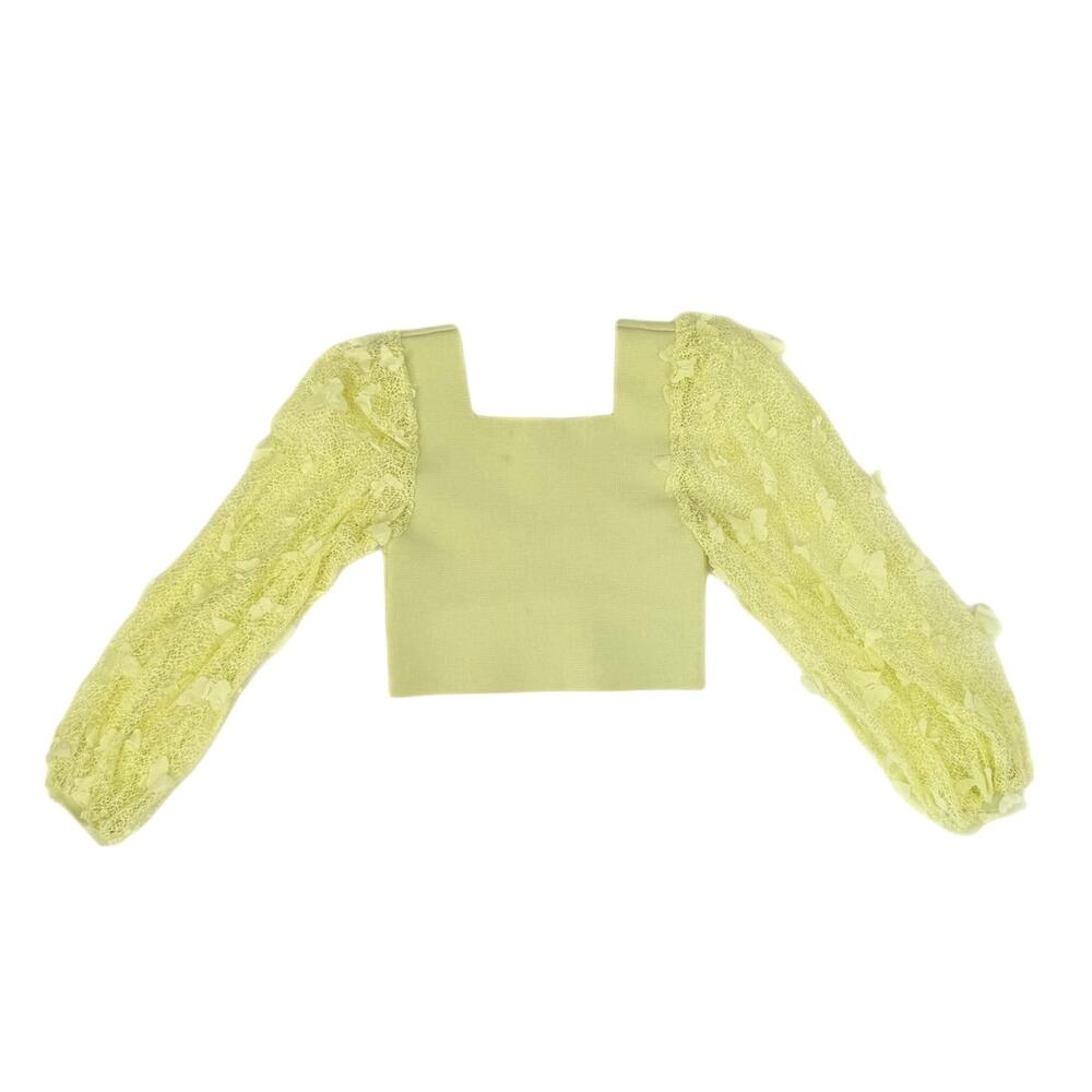Free People Intimately NWT Flutter By Butterfly Lemon Bandage Knit Cute Crop Top - Picture 3 of 8